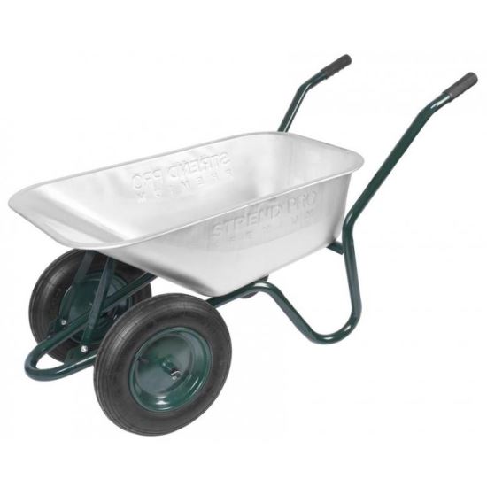 Építőipari talicska, 2 kerék, horganyzott tartály, max 200 kg, 100 L, Strend Pro Premium