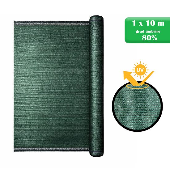 Árnyékoló háló - 80% fok 90g/m2 1x10m