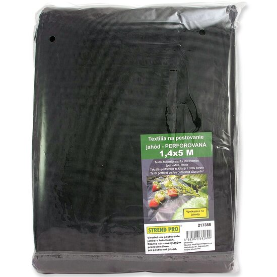 Talajtakarási fólia, polipropilén, fekete, zöldségfélék, eper termesztéséhez, 1,4x5 m