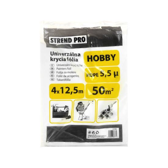 Bevonófólia, védő, HDPE, 5,5 mikron, 4x12,5 m, 50 nm, Strend Pro