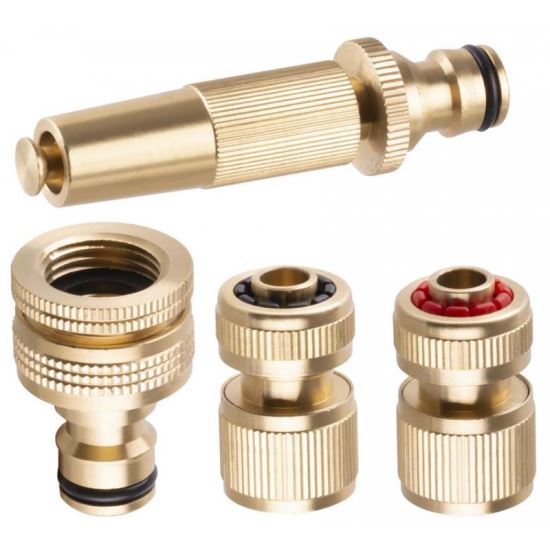 Strend Pro Spray készlet, tömlőfúvóka tartozékokkal, 4 db, sárgaréz, 3/4 "