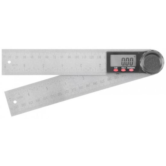 Strend Pro Echer Digitális Szögmérő, Rozsdamentes Acél, Állítható Szög, 200 mm