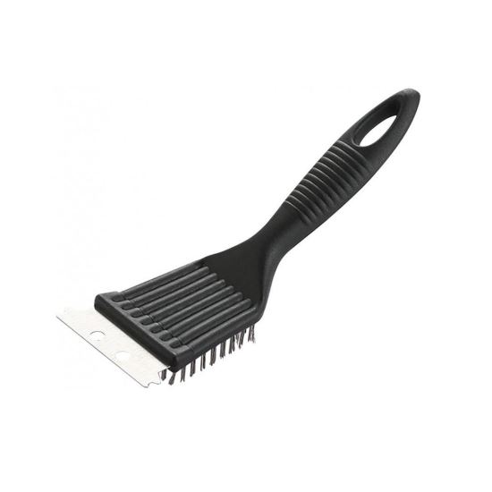 Grilltisztító kefe, 2 az 1-ben, drót és gumibetét, téglalap alakú