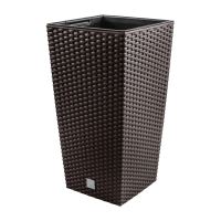 Dekoratív virágcserép, négyzet 32,5x32,5x61 cm, rattan utánzat, barna, patkány