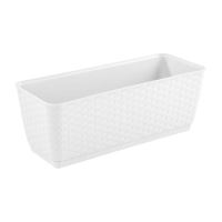 Dekoratív virágtartó, rattan utánzat, fehér, 12 L, 49,2x17,2x17,4 cm, Strend Pro
