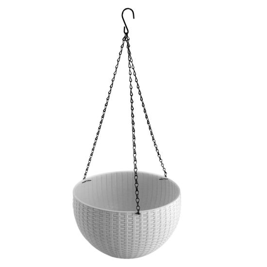 Függő virágcserép, fehér, 26x16 cm