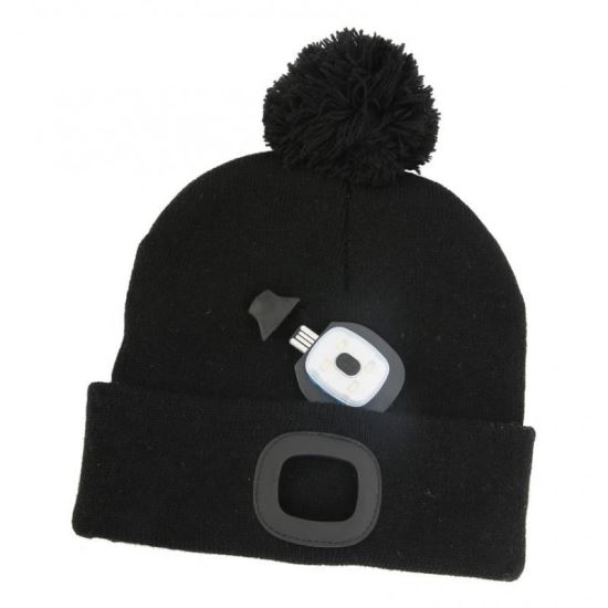 Kalap fejlámpával, 4 x SMD LED, karácsonyi modell, fekete, USB, 60 lm, L méret