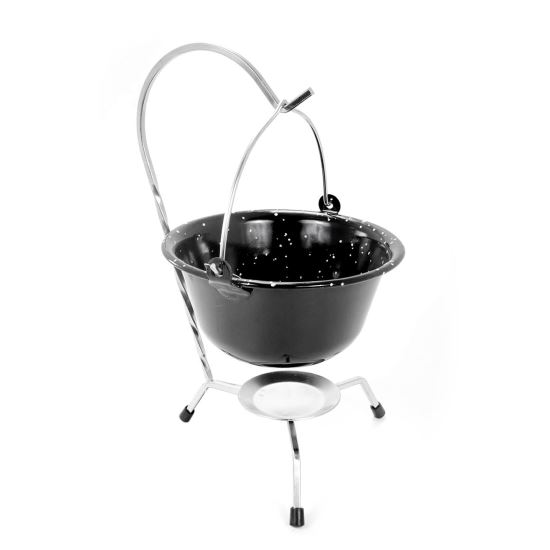 Perfect Home Bogrács készlet, zománcozott, gyöngyházfekete, 0,8 L, króm tartó