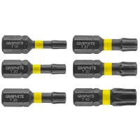 Torx ütőfejek / bitek, 6 db, T x 10,15,20,25,30,40 x 25 mm, Graphite