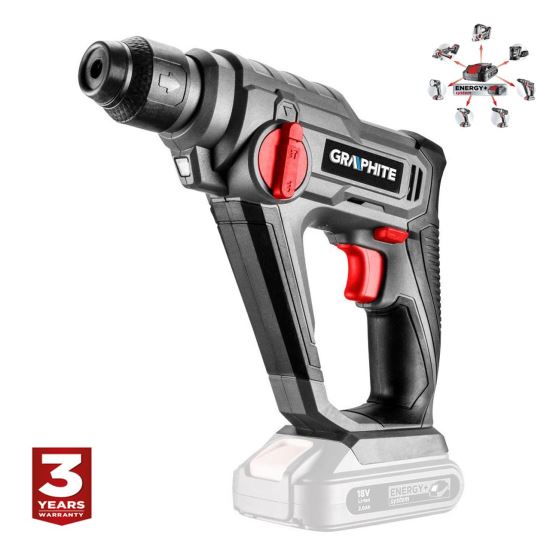 GRAPHITE ENERGY SDS Plus Ütvefúró, 18 V Li-ion akkumulátor