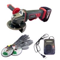 Worcraft sarokcsiszoló, flexibilis, 125 mm, vezeték nélküli, 4 Ah akkumulátor, 20 V, töltő, 2 tárcsa, kesztyű