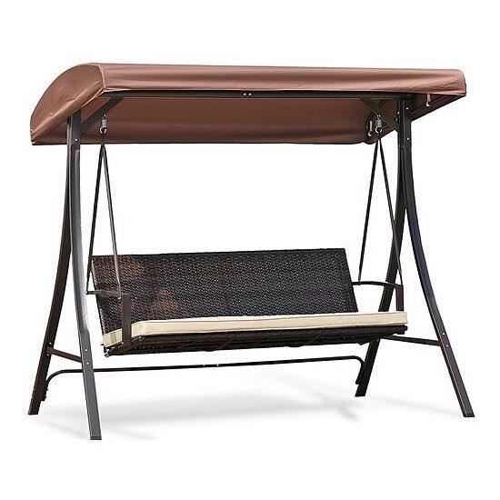 Hintaágy, kerti hinta 3 személyes szintetikus rattan háttámlával