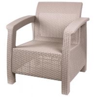 Kerti / terasz fotel, cappuccino, szintetikus rattan, 65x70x80 cm, Aruba