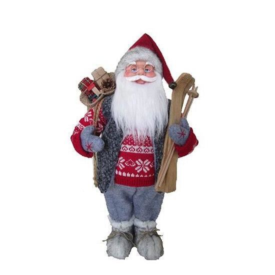 Karácsonyi dekoráció Mikulás sílécekkel 45 cm