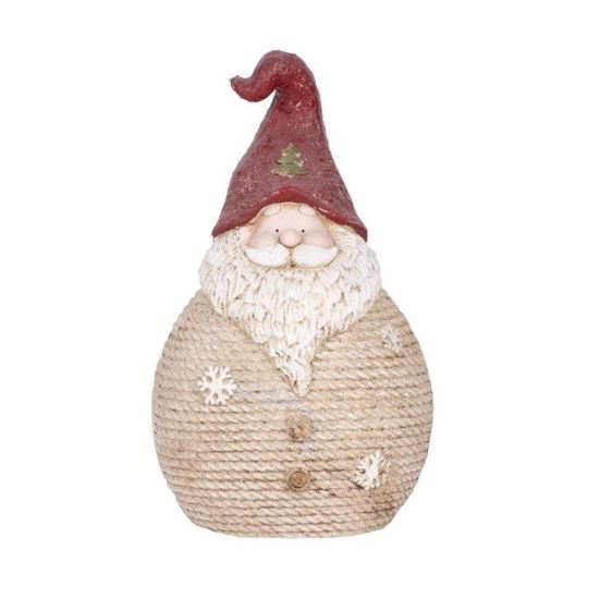 Karácsonyi dekoráció, kerámia, Mikulás piros sapkával, 26x19x42,5 cm