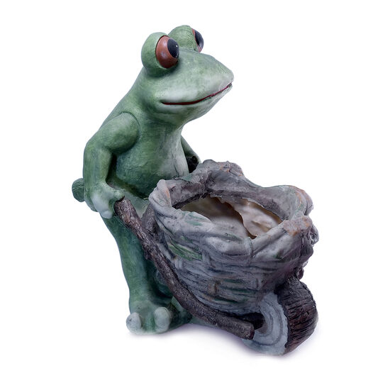 Kerti kerámia dekoráció - BÉKA TALICSKÁVAL 34 cm