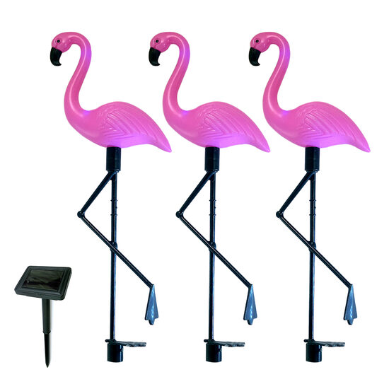 STREND PRO napelemes flamingó kültéri lámpa szett, 18x6x52 cm, 3 db