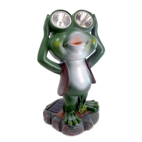 Napelemes kerti/erkélyi lámpa - zöld béka, 2LED, 14x11x25 cm