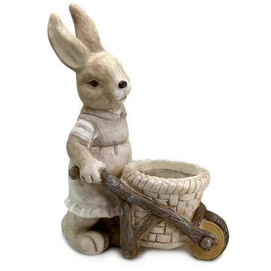 Kerti kerámia dekoráció - NYÚL TALICSKÁVAL 49 cm