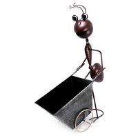 Kerti fém dekoració 37x11x46cm - Hangya talicskaval
