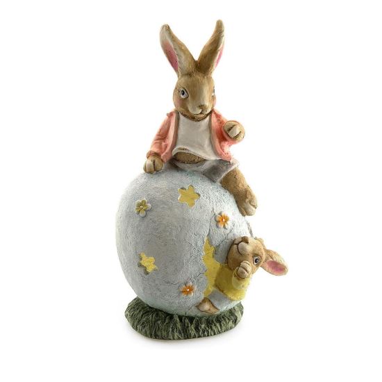  Kerti Dekoráció, Kerámia, LED, Nyúl és Tojás,, 26x20x45 cm