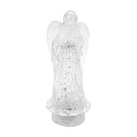 Karácsonyi dekoráció, PE, angyal csillámos, LED, 3xAAA, 10x25 cm