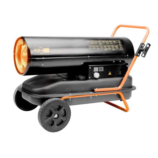 Dízel hőpisztoly, 50 kw, 50 L, kerekeken, termosztáttal, 1100 m3 / h, NEO