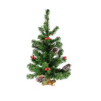 Karácsonyi dekoráció, feldíszített karácsonyfa, fa támaszték, 50 cm