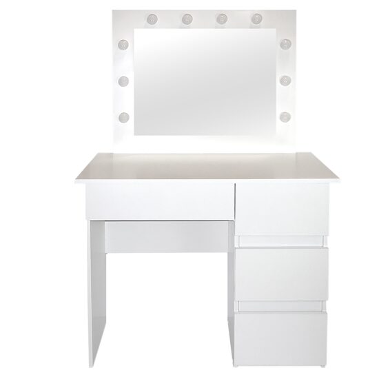 Sminkasztal, Tükörrel és LED-del, 94 x 43 x 141 cm, Fehér