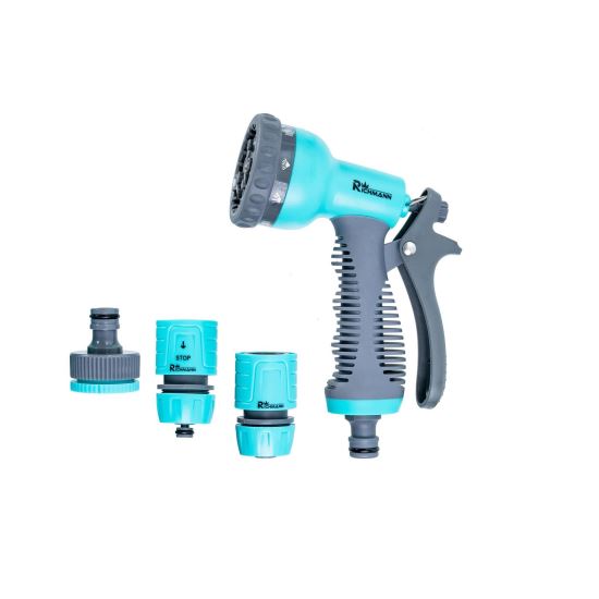 Kerti szórópisztoly, zuhany típusú, 9 utas, műanyag, tartozékokkal, Richmann