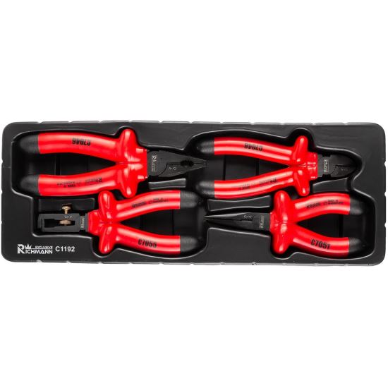 Szigetelt fogó készlet, A TÍPUSÚ fiók (385x150 mm) mobil szekrényhez, 1000V, 160-180 mm, 4 db, RICHMANN EXCLUSIVE