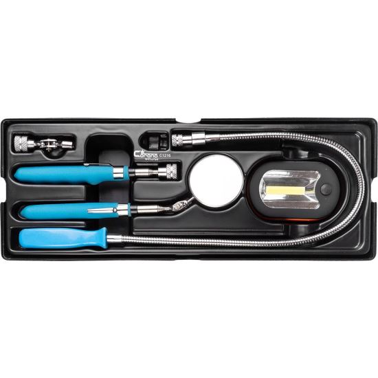 Mágneses szerszámkészlet autóvizsgálathoz, A TÍPUSÚ fiók (385x150 mm) mobil szekrényhez, 6 elem, RICHMANN