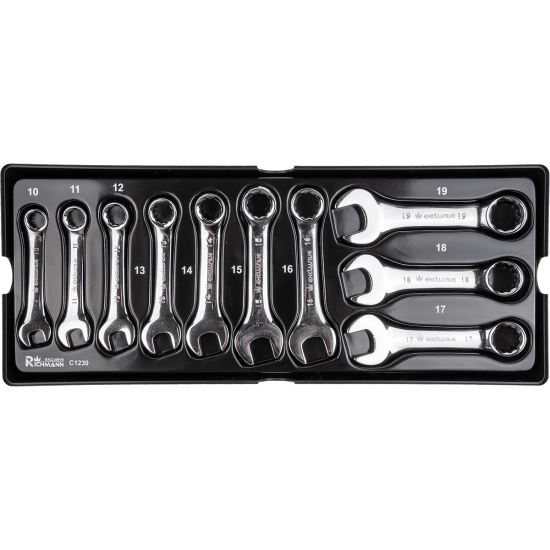 Rövid villáskulcs készlet, A TÍPUSÚ fiók (385x150 mm) mobil szekrényhez, 10-19 mm, 10 db, RICHMANN EXCLUSIVE