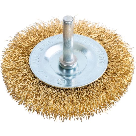 Sárgaréz drótkefe, kör alakú, rúddal, 75 mm, Richmann