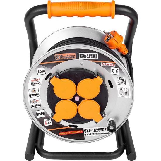 Richmann Exclusive 4 konnektoros ipari elektromos tárcsás hosszabbító 25m,3x1,5 IP44