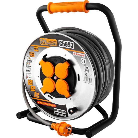 Richmann Exclusive 4 konnektoros ipari elektromos tárcsás hosszabbító 40m,3x2,5 IP44
