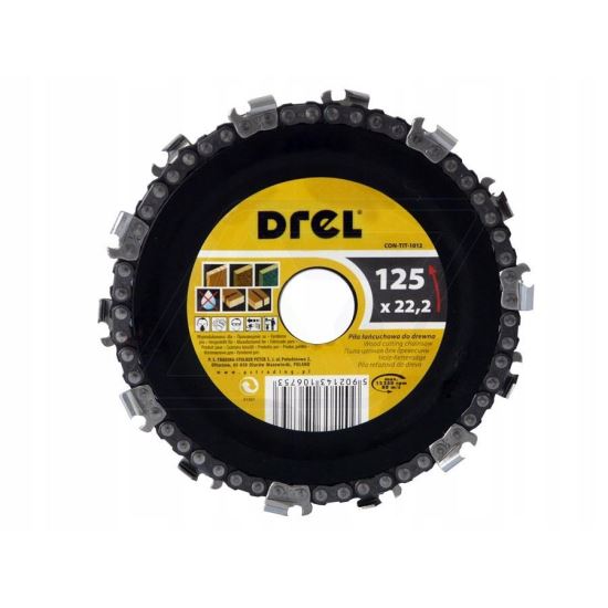 Vágott fa tárcsa, lánccal, 125 mm, Drel