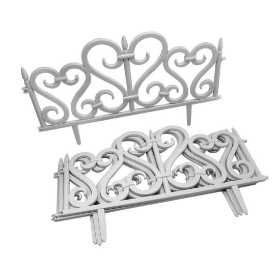 Kerti fehér műanyag kerítés készlet (4db) - 59.5x37 cm