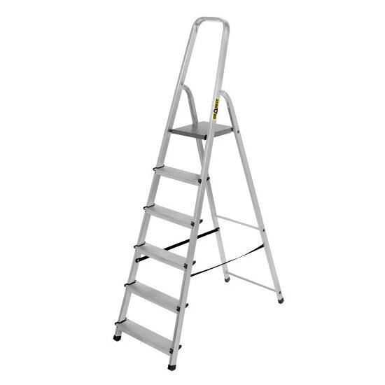 Alumínium létra, összecsukható, 6 lépés, 125 kg, Drabest