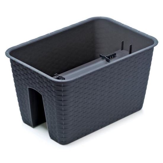 Téglalap alakú,antracit dekoratív virágcserép korlátokhoz- 39,6 x 27,2 x cm