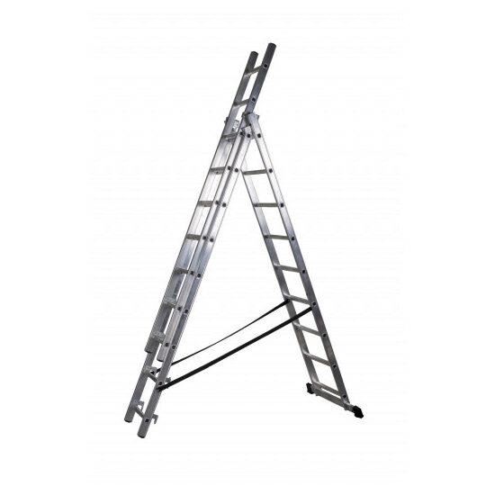 Drabest Összecsukható alumínium létra, 3 x 9 fokos, 150 kg