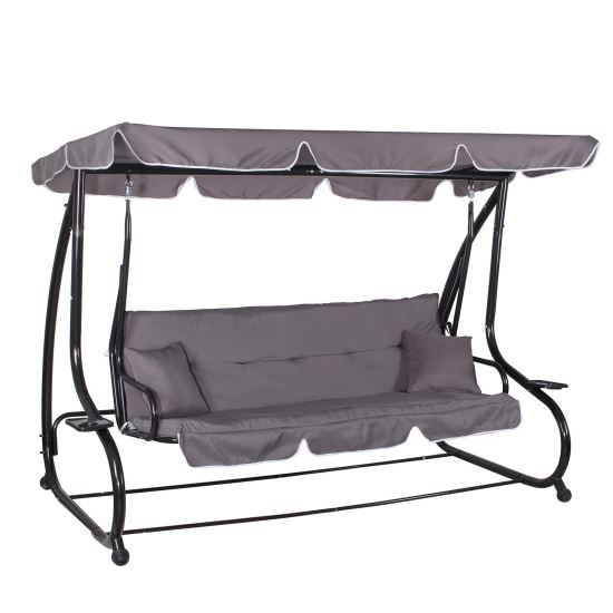 SPRINGOS kerti hintaágy, 4 személyes, szürke, 220x120x162 cm