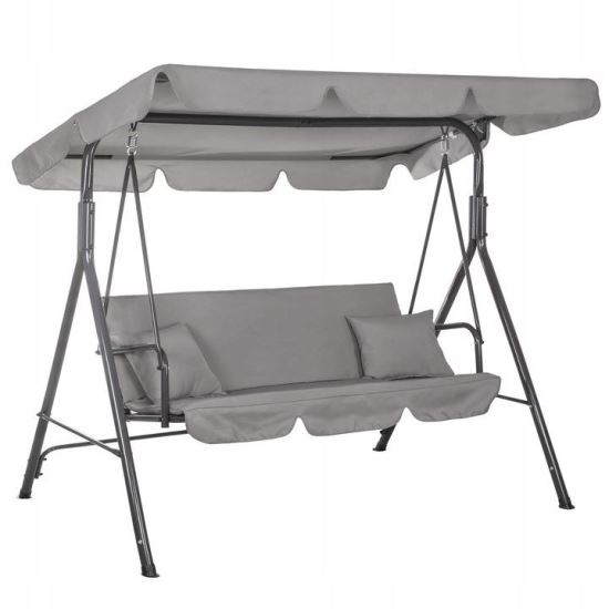 Springos Hinta, Kerti, 3 hely, világosszürke, 170 x 110 x 150 cm, Hold színű