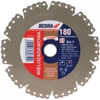 Szegmentált gyémánt tárcsa, beton, nedves és száraz vágás, 180 mm, Dedra