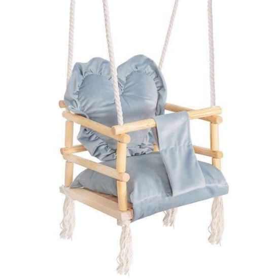Springos Fából készült gyermek hinta, szives párnákkal- 33,4x34,5x25cm, Zöld