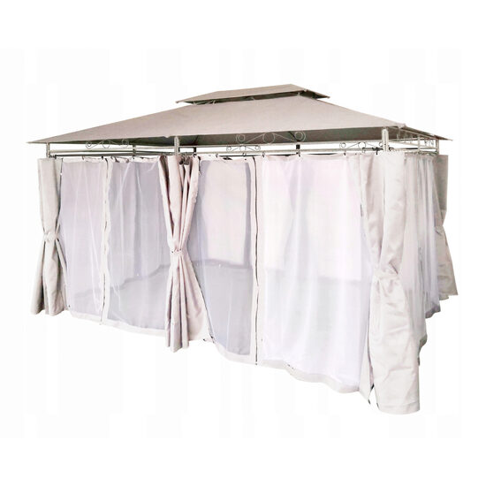 Kerti pavilon függönnyel 3x4 m - Krém