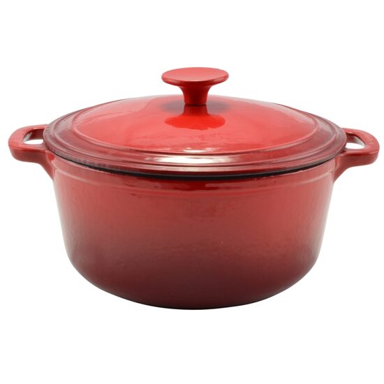 Oala de fonta emailata cu capac, rosie, 2.2 L, Perfect Home 10565 (579913)