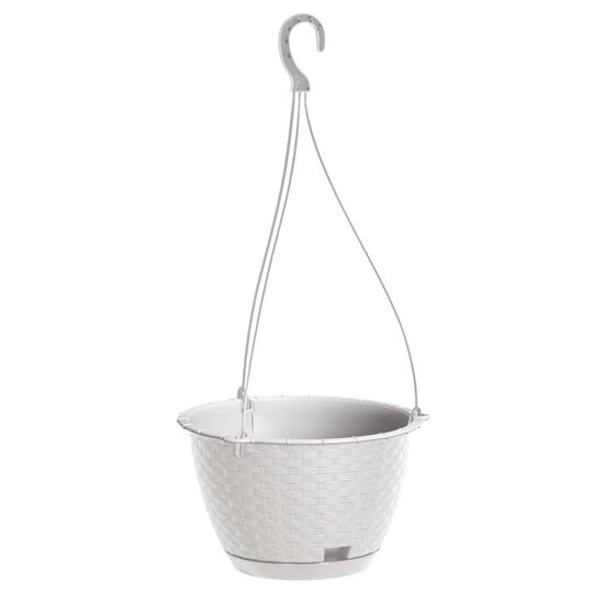 Dekoratív edény lánccal, Prosperplast, Rato Round, kerek, fehér, 24,3x16 cm