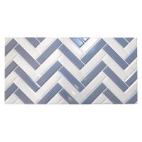 Dekoratív panel, PVC, 3D cikk-cakk minta, fehér-kék, 96x48,5 cm