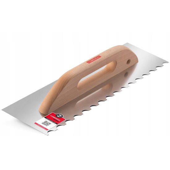 Glettvas acél simító, fogakkal, 13x58 cm